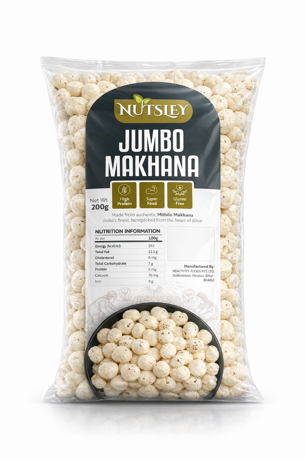 Nutsley Jumbo Premium Makhana Large Fox Nuts 200g