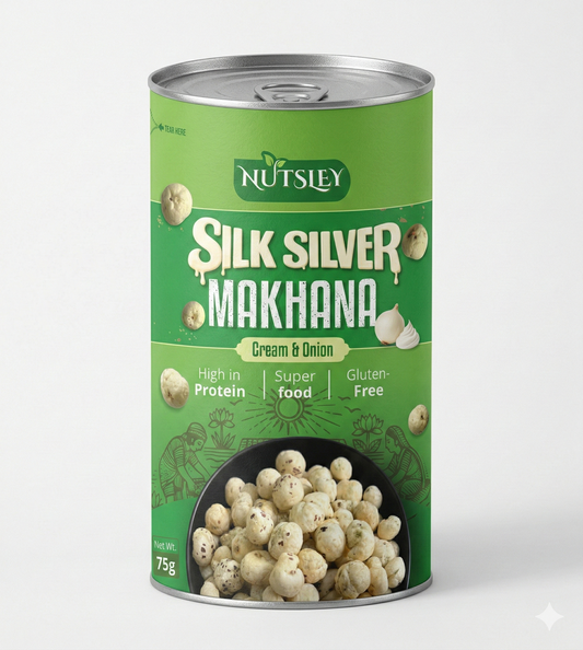 Nutsley Silk Silver Cream & Onion Makhana 75g Can